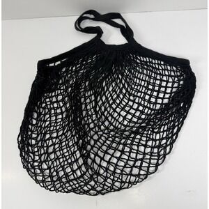 Organic 100% Cotton Produce String Bag Vegetable Black Tote Eco Friendly Farmers